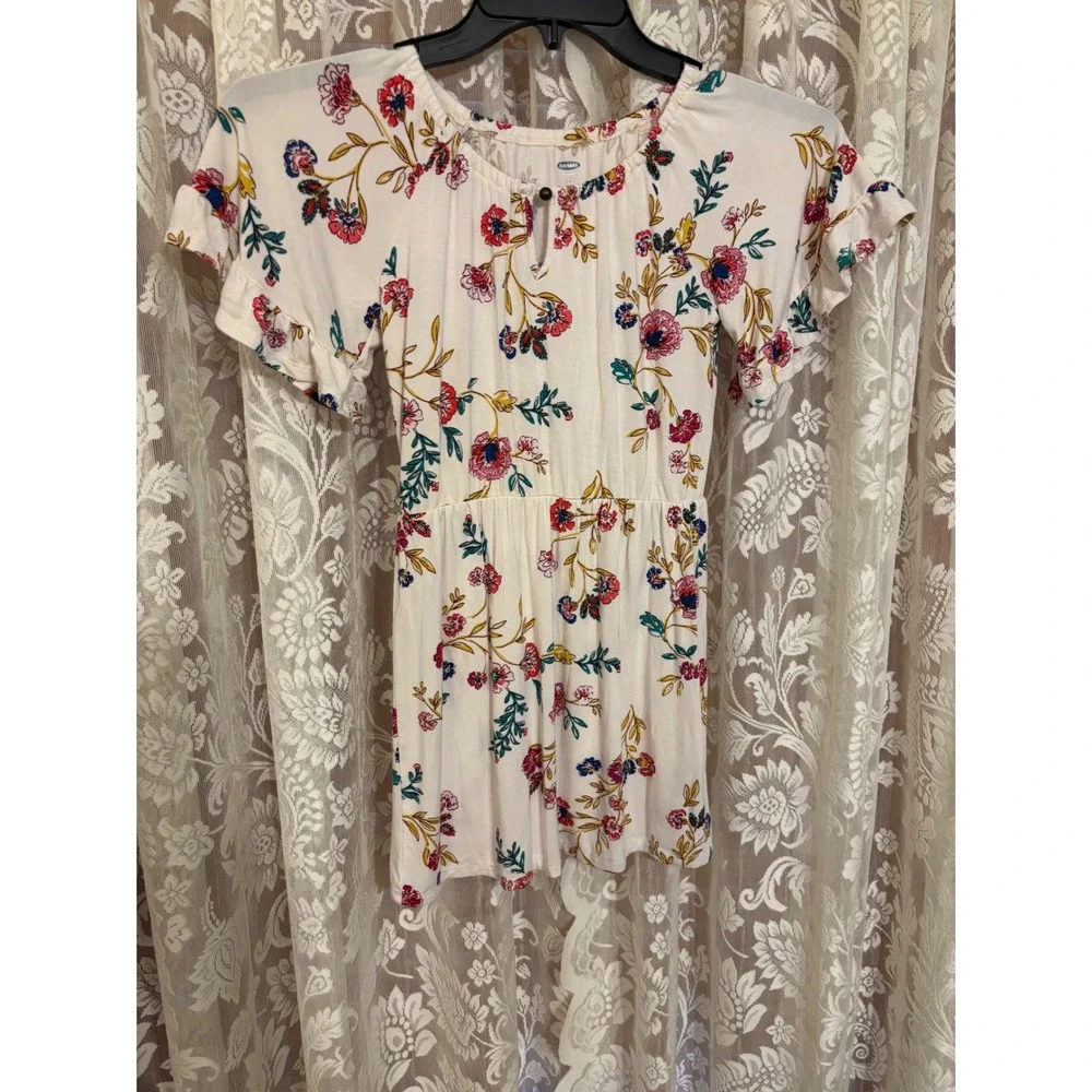Old‎ Navy Floral Dress Girls Short Sleeve Casual Play Kids Size S 6 / 7 W 20